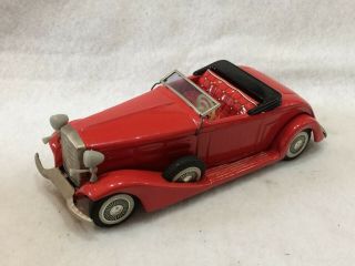 Red 1933 Cadillac Convertible BANDAI Tin Litho Friction Car w/ Box Japan 2