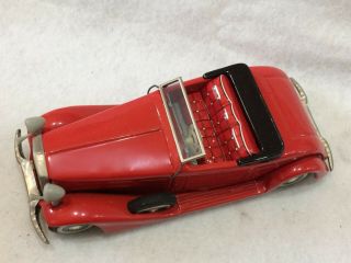 Red 1933 Cadillac Convertible BANDAI Tin Litho Friction Car w/ Box Japan 3
