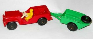 Vintage 1950`s Thomas Toy Plastic Jeep And Trailer
