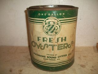 1 Gallon Pocomoke Sound Oyster Co Deep Creek Va Virginia Oyster Tin Can Va.  - 31