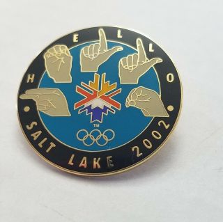 Salt Lake City 2002 Olympic Pin Sign Language Hello Enamel Pin 2