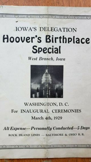 1929 Herbert Hoover Inauguration Ceremonies Train Iowa Delegation U.  S.  President