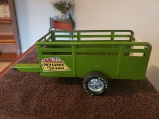 Vintage Toy Trailer Nylint Farm Utility Pressed Steel Olive Green White Tailgate