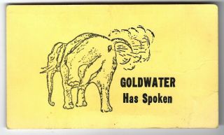 1964 Anti Barry Goldwater - Gassy Elephant Picture Campaign Card - Lbj Johnson