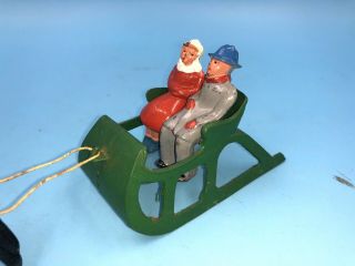 Vintage Barclay Santa Claus In Horse Drawn Sleigh Christmas Lead Figures Exc