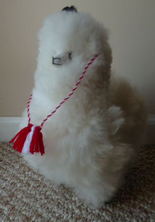Peruvian Handmade Llama Stuffed Animal Made With Alpaca Fur White Soft