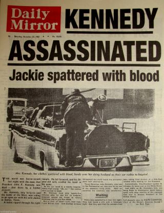 1963 John F Kennedy Assassinated Shot Newspaper Jack 50 Years Ago Dr Who Jfk Usa