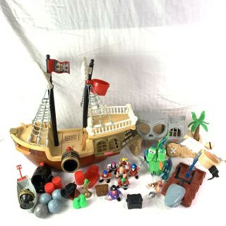 Vintage 1994 Fisher - Price Great Adventures Pirate Ship Complete Set Good