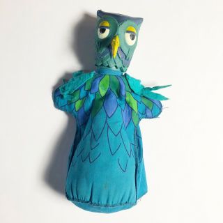 Mr Mister Rogers Neighborhood Hand Puppet Blue X Ex The Owl Vintage Ideal 1977