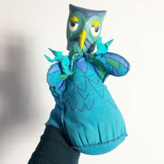 Mr Mister Rogers Neighborhood Hand Puppet Blue X Ex The Owl Vintage Ideal 1977 2