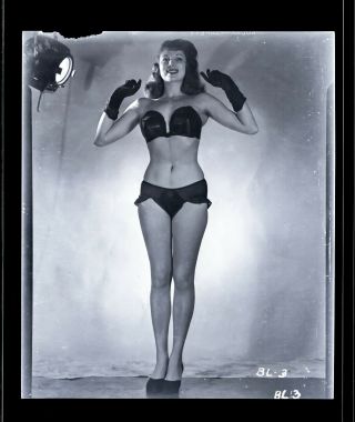 1950 Vintage Risque Negative/photo Irving Klaw Sultry Posed Pinup Heels & Bikini