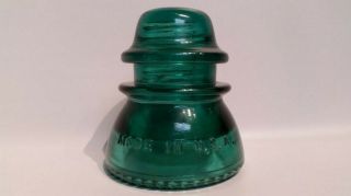 Vintage Hemingray No.  42 Beaded Bottom Blue/green Glass Insulator Made In The Usa