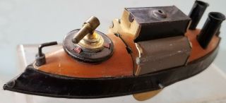 Hess German Model Steam Gunboat Tin Penny Toy 14cm Long Steering Levers 1910 - 17