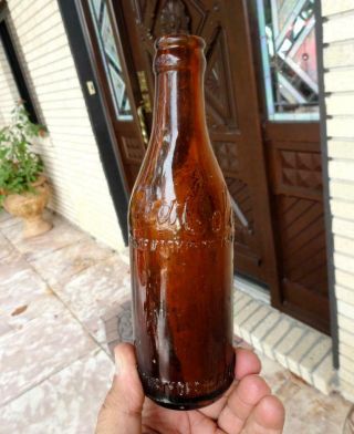 Chattanooga Tennessee Coca Cola Coke Slug Script Amber Straight Side Soda Bottle