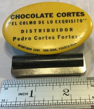 Advertising Celluloid Paper Clip Chocolate Cortes 1934 San Juan Puerto Rico Dist
