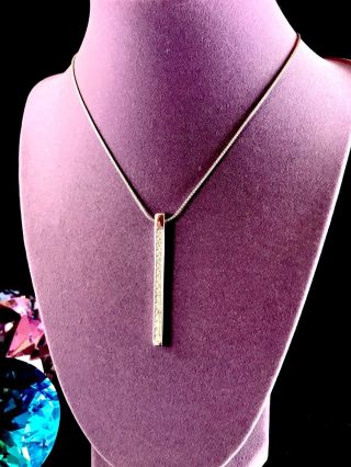 Swarovski Swan Rhodium Plated Chain Necklace Crystal Rhinestone Bar Pendant