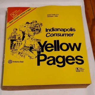 1982 Indianapolis Indiana Yellow Pages Indiana Bell Phone Book