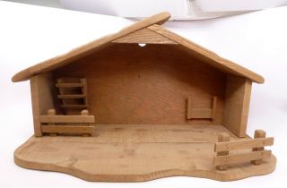 Vintage Mid - Century Modern Stable Solid Wood 25 " Wide For Hummel Nativity