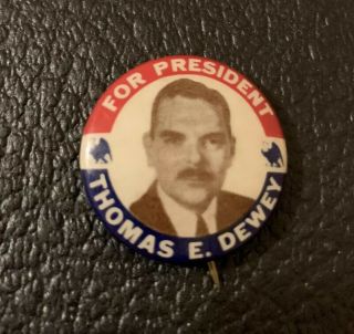 1948 Thomas E.  Dewey For President Pushback Button Pin