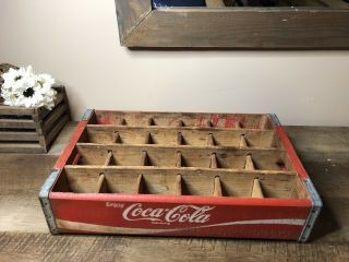Vintage Coca - Cola Red Wooden Crate With 24 Bottle Dividers Richmond Virginia 70s