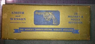Vintage Smith & Wesson Gold Picture Box Military & Police 38 M&p 4”