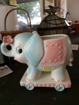Vintage Relpo Ceramic Baby Nursery Decor Planter Elephant 1950 