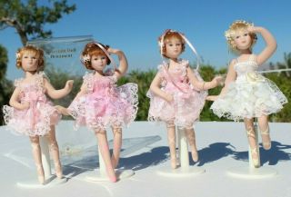 Kurt S.  Adler Porcelain Dolls Ballerinas Ornaments With Stand Set Of 4