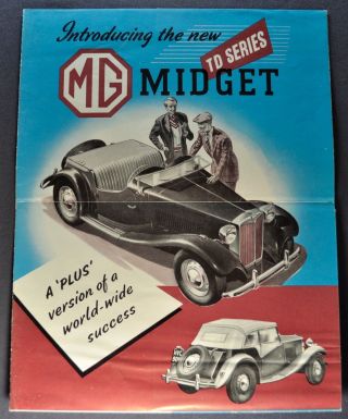 1950 - 1951 Mg Td Midget & 1.  25 Litre Saloon Brochure Folder