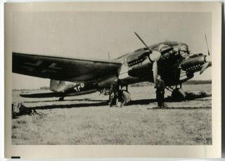 German Wwii Small Size Photo: Luftwaffe Heinkel He 111 Bomber Aircraft,  Agfa