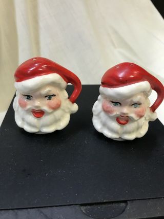 Vintage Santa Heads Salt Pepper Shakers