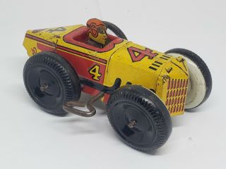 Vintage Marx 4 Wind Up Tin Toy Race Car