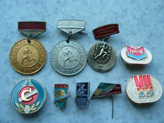 Set.  Vintage Soviet Badges.  Sport Ussr