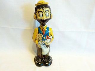 Vintage Marx Tin Litho Wind Up Dick Tracy B.  O.  Plenty Toy