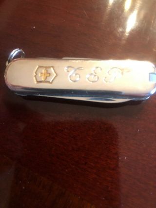 Vintage Tiffany & Co.  18K & Sterling Silver Swiss Army Pocket Knife with Pouch 2