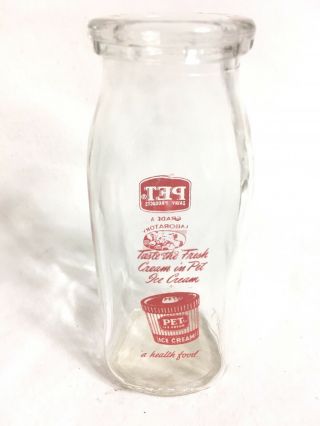 Red Acl Pet Milk Bottle Half Pint Advertising Ice Cream Jackson Mississippi