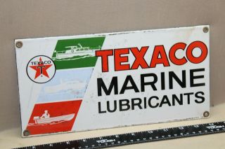 Texaco Marine Lubricants Porcelain Metal Dealer Sign Boat Marine Service Gas Oi