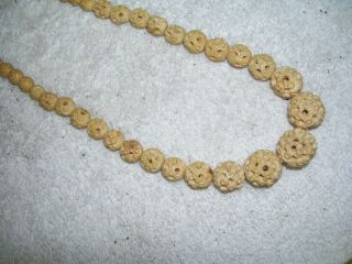 Antique Chinese Bovine Bone Carved Bead Necklace 3