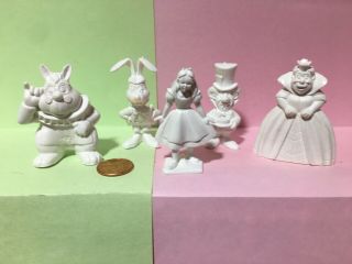Marx Alice Wonderland White Plastic Figures Disney Television Playhouse Play Set
