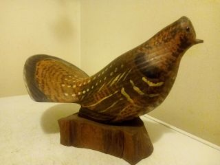Vintage Hand Carved Wooden Bob White Quail Bird