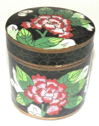 Antique Japanese Meiji Cloisonne Copper Jade Inlay Tea Caddy Tobacco Can 19th C