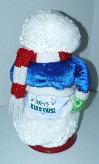Gemmy “merry Kiss This” Sings Spins Moons Animated Snowman Christmas Shakes Butt