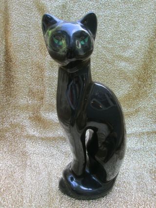 Vintage Artmark Black Cat Ceramic Statue Figurine Mid Century Modern