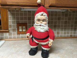 16” Rushton Santa Claus - Rubber Face Standing Doll,  Rubber Hands,  Black Boots
