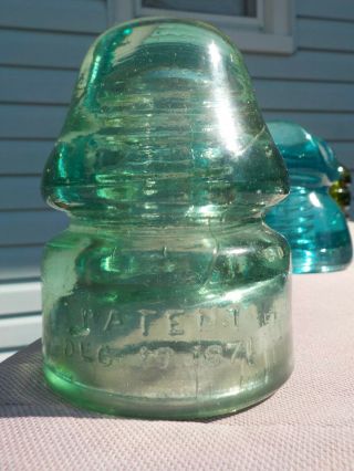 Light Green Cd 133.  1 Patent Dec.  19.  1871 Glass Insulator