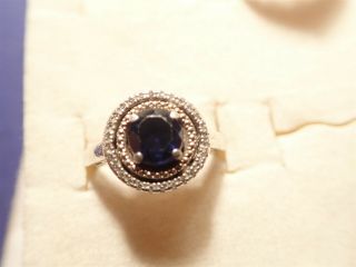 Rare 14k Gold Sterling Silver Diamond Sapphire Ring
