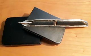 Stingray Foldz Flat Folding Ballpoint Pen In Case - Black & Silver Color