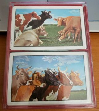 Slipcase Playing Cards (cows) Vintage And.