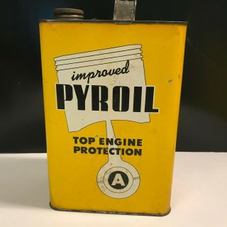 Vintage Pyroil Oil Can “a” Piston Graphics Rare 1 Gallon Can A