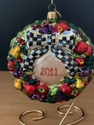 Mackenzie - Childs 2011 Wreath Christmas Glass Ornament W/ Box,