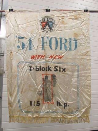 Vintage 1954 Ford Car Dealership Showroom Banner Sign Flag I - Block Six